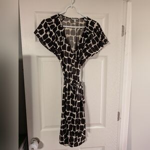 Banana Republic Cream and Brown Wrap Midi Dress